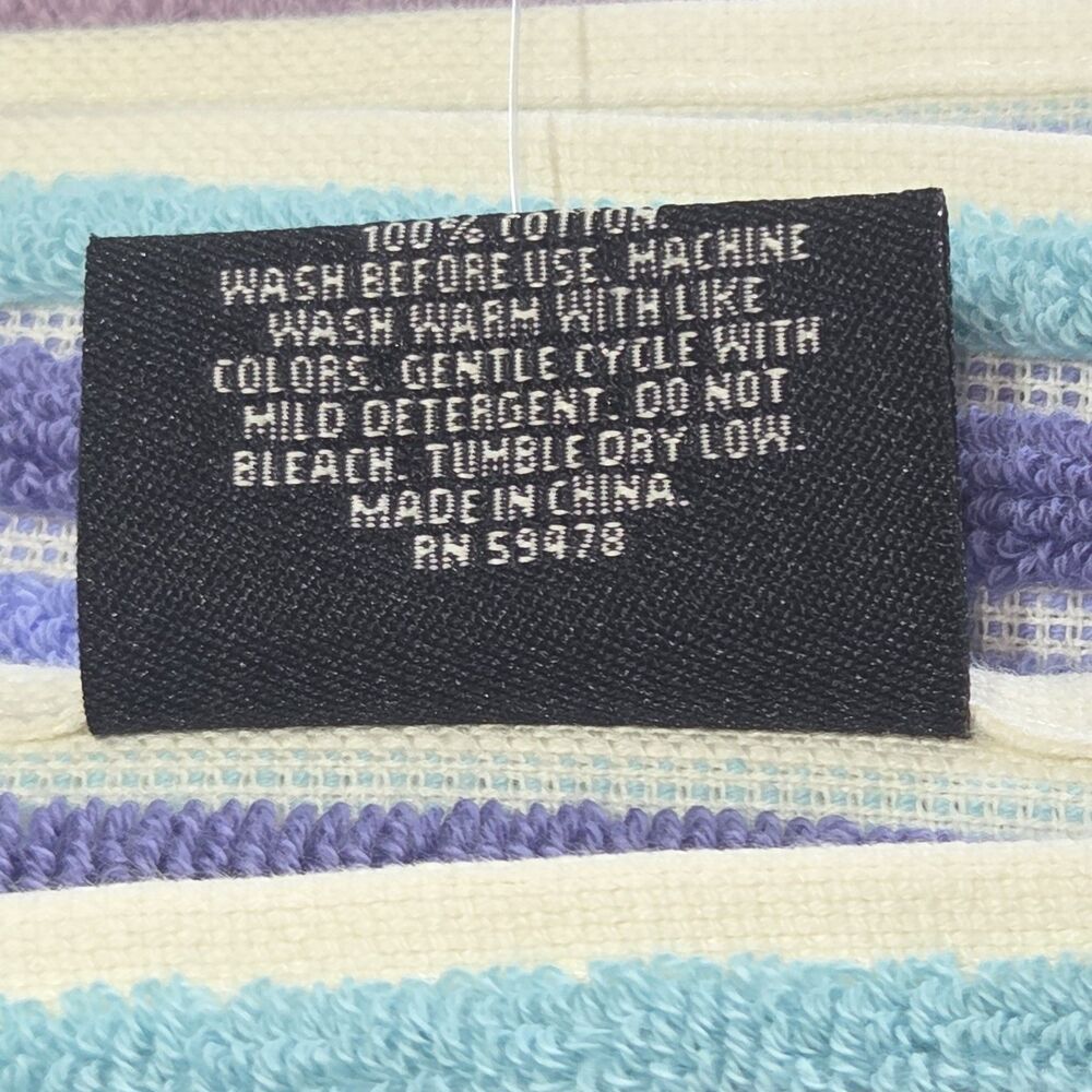 Rachel Zoe Rainbow Striped Fringe Cotton Beach Towel Set 70x40 Quick Dry Spring - Picture 5 of 6